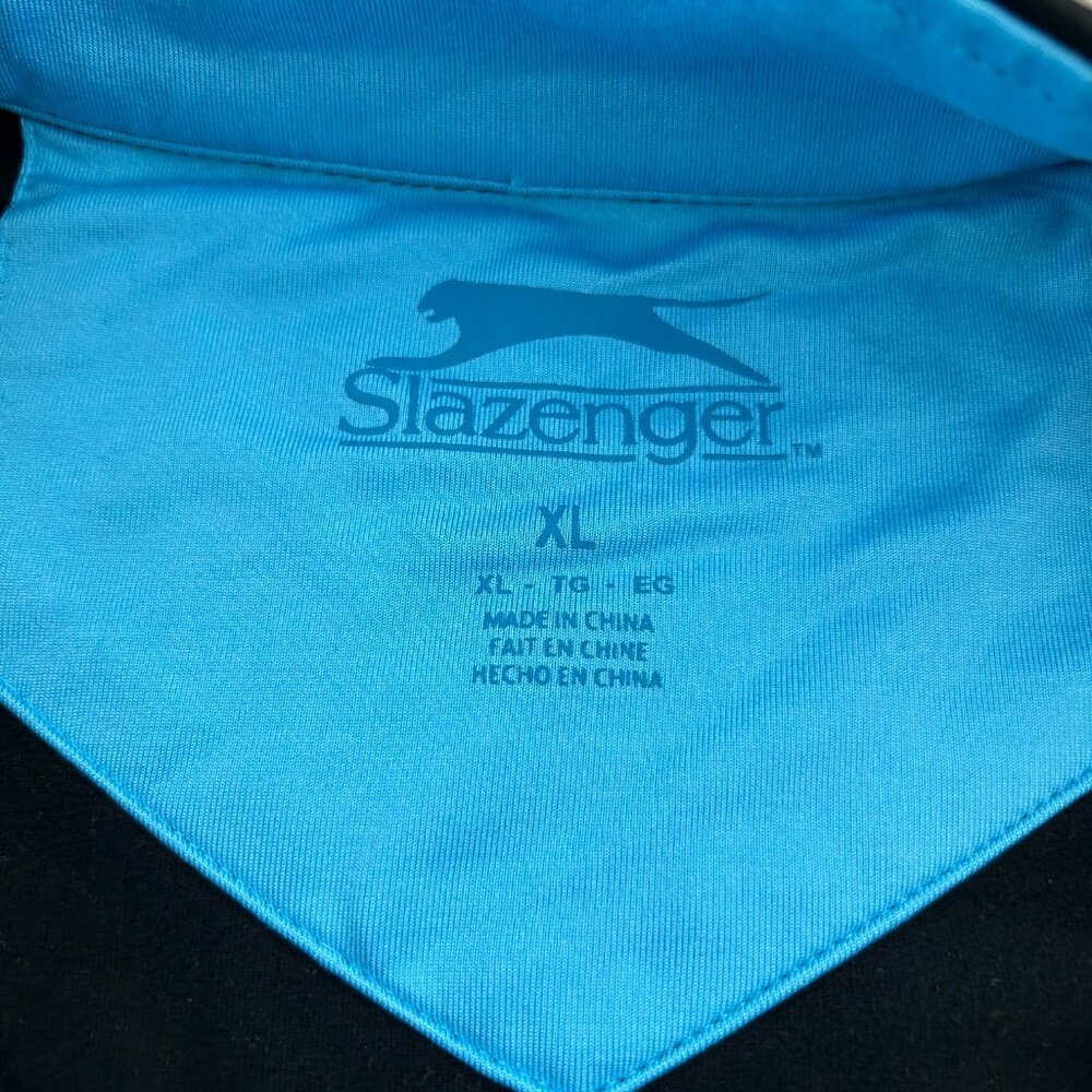 Slazenger Golf Shirt Men Extra Large XL Black Blue Pink Stripes Long Sleeve Polo - Picture 4 of 9